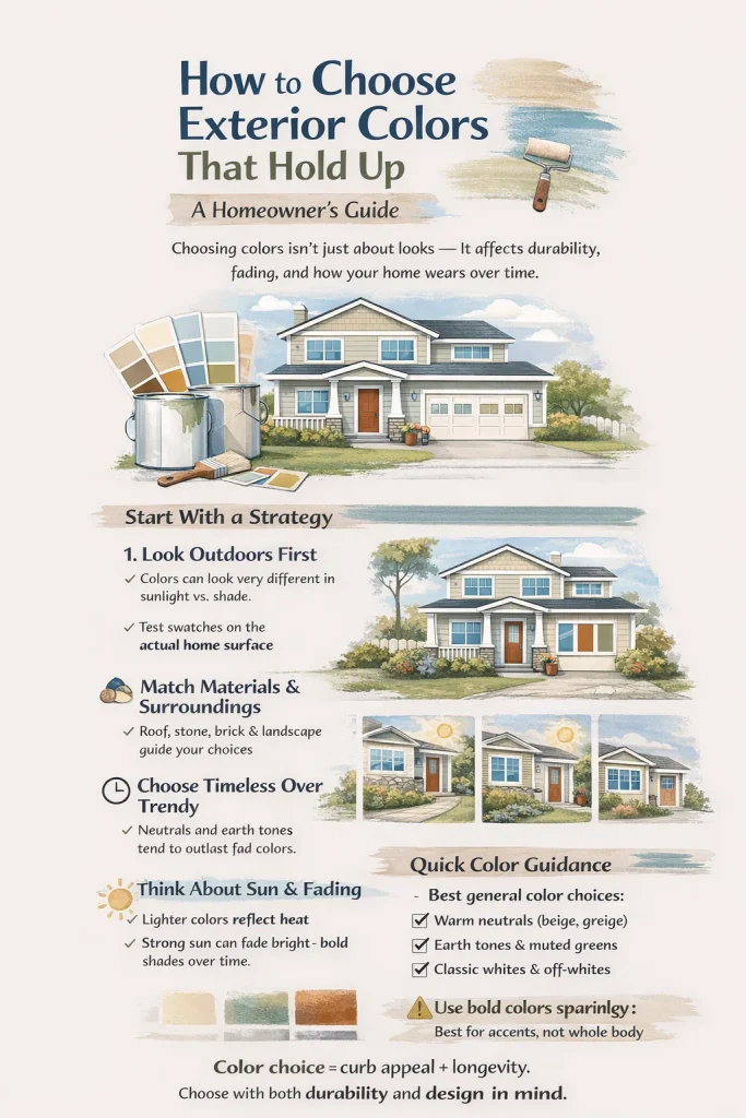 How to choose exterior colors that hold up infographic by Kings Painting