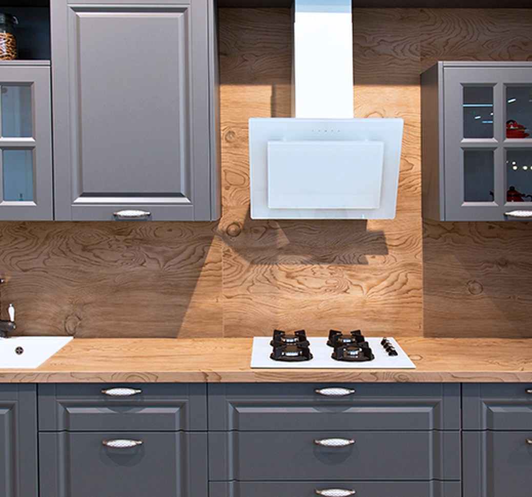 Repainted grey kitchen cabinets in a Desoto, TX home